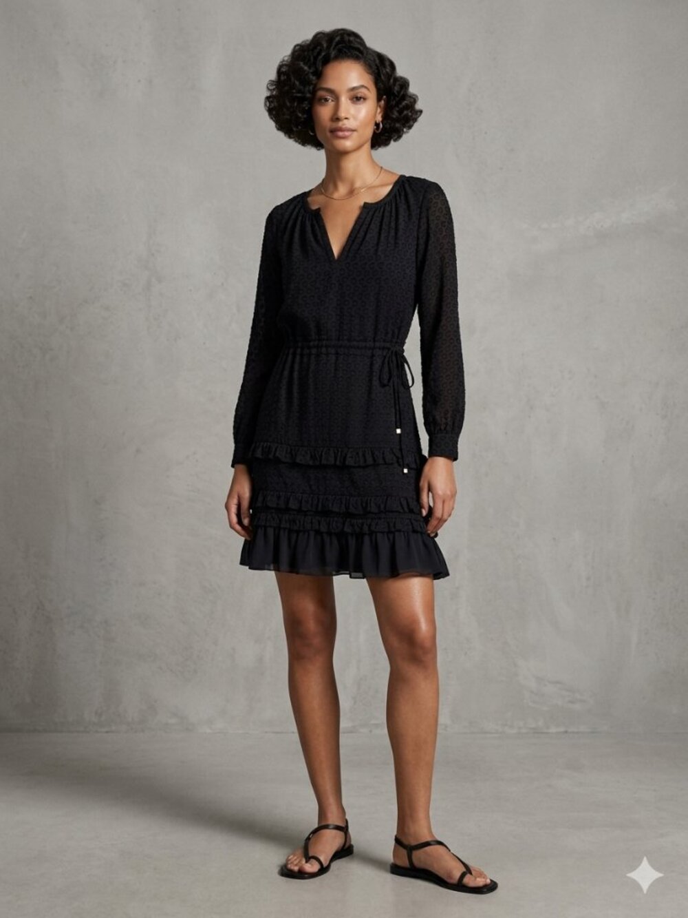 Tory Burch black sheer sleeves layered dress size 4